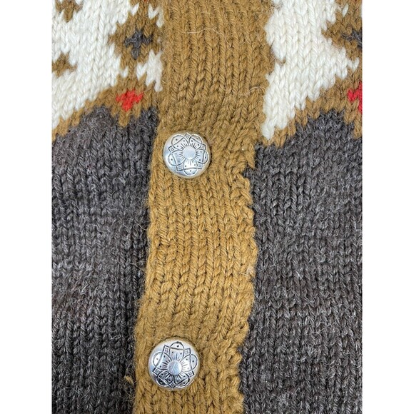 Vtg CJ Viking Womens Cardigan Sz L Hand-Knit Wool Fair Isle Scandinavian Denmark - Picture 4 of 11